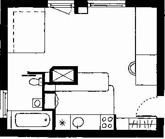 Căn hộ một phòng đầy đủ chức năng dù chỉ 28m2 