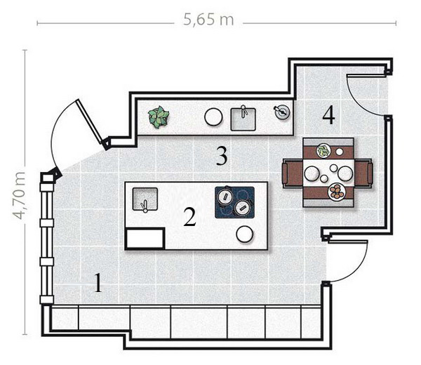 Bố trí nội thất cho 5 căn bếp có hình dáng 