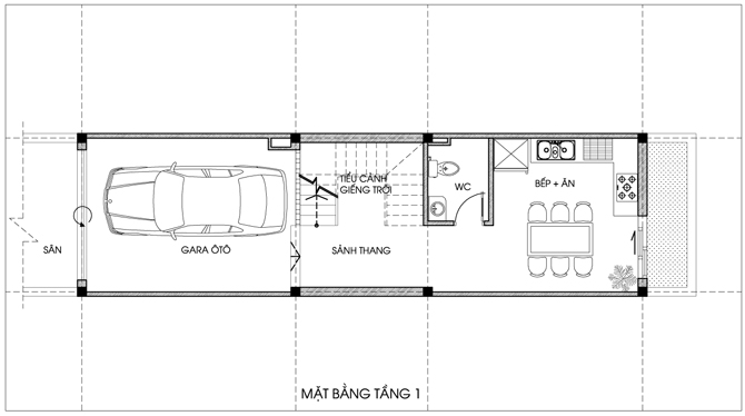 Thiết kế nhà phố đẹp mặt tiền 4m 