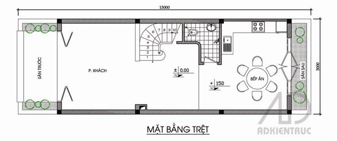 Thiết kế nhà với diện tích 5mx15m