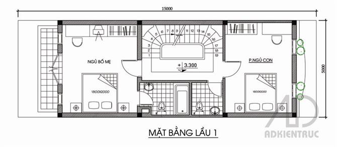 Thiết kế nhà với diện tích 5mx15m