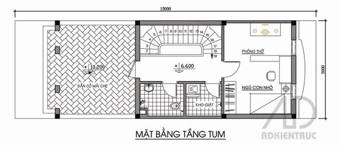 Thiết kế nhà với diện tích 5mx15m