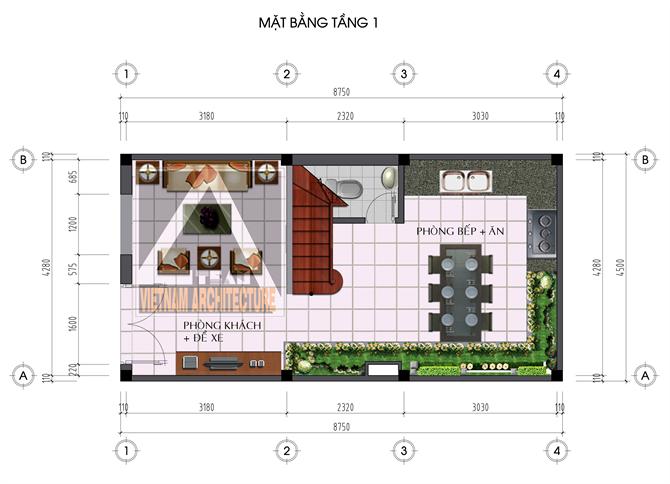 Thiết kế nhà trên diện tích 4,5 x 8,57 m 