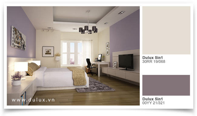 Dulux nội thất phòng ngủ ấm cúng màu tím