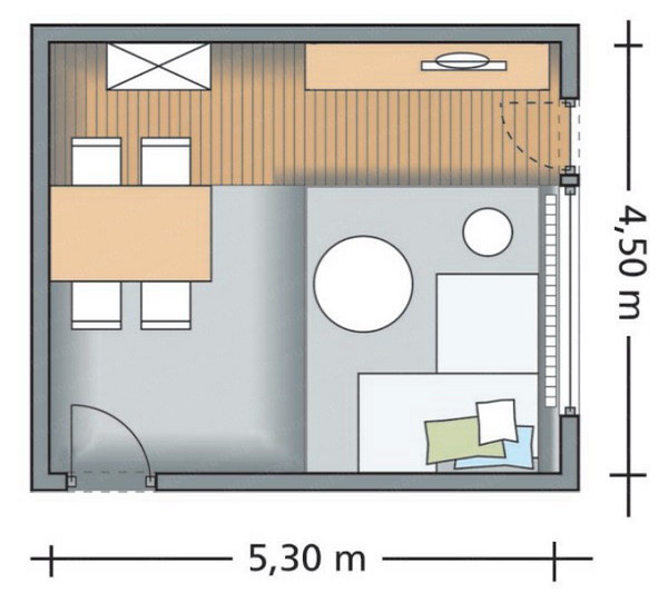 Phân chia lý tưởng cho phòng khách và phòng ăn 24m2 