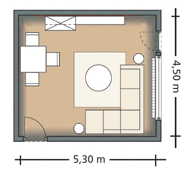 Phân chia lý tưởng cho phòng khách và phòng ăn 24m2